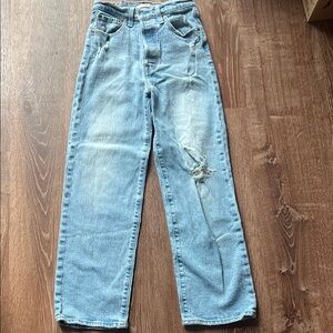 Levis ribcage straight ankle Light Blue Distressed Jeans 25